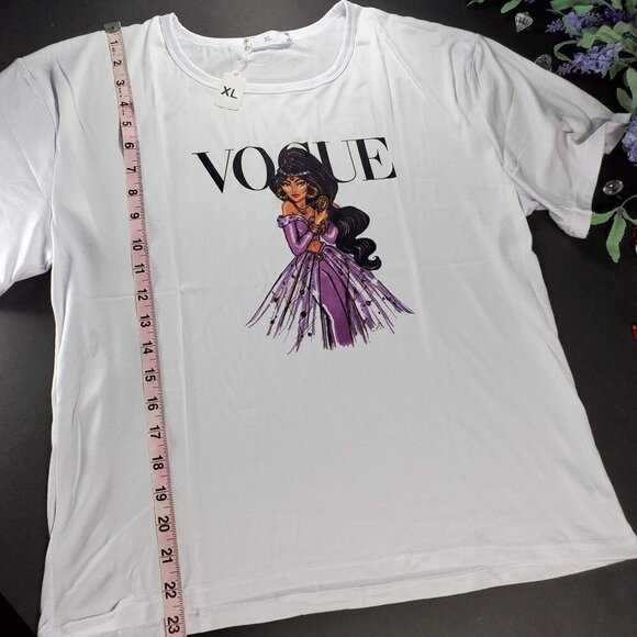Jasmine Princess Knit Blouse Aladdin Short Sleeve Tee Shirt Graphic Top - Picture 6 of 9